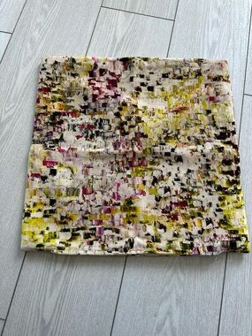 Abstract Print Pillow Cover in Cream, Yellow Green and Pink 16x16